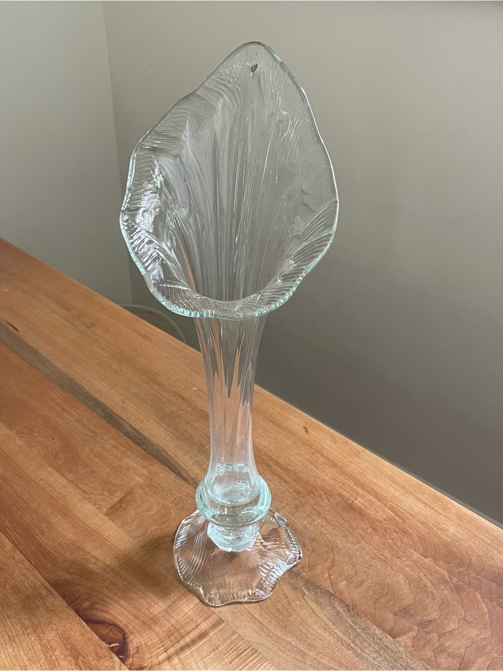 Vintage Large 18" Jack in the Pulpit Clear Glass Vase Handblown